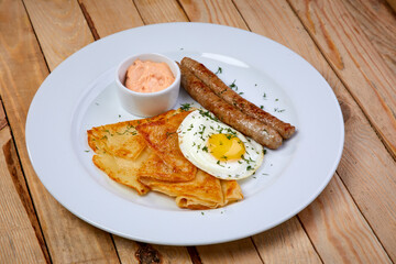 tasty breakfast on the white plate