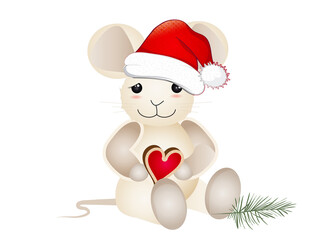 zuckersüße Maus mit einem Herz für Weihnachten