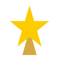 Simple flat yellow decorative star for christmas pine tree