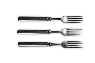 Silver forks isolated on transparent background