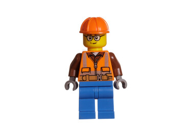 Obraz premium Russia Vyborg 07.07.2022 lego man isolated on white background