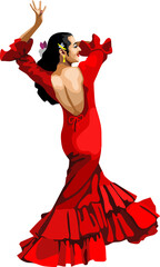 Spain Flamenco Dancer Girl Vector