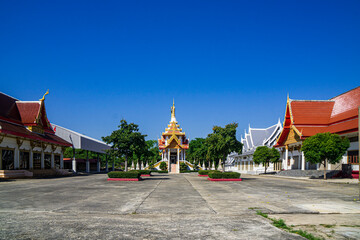 Fototapeta na wymiar Thai Buddhism crematory in temple with clear blue sky
