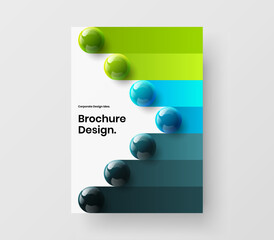 Trendy brochure A4 design vector template. Modern realistic balls placard layout.