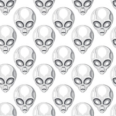 Artistic geometric vector illustration of an alien head, seamless pattern