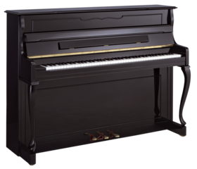 A shot of an isolated upright classic piano