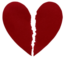 A torn red paper heart