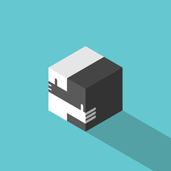 Isometric cubes with hands hugging. Care, unity, family, community, thankfulness, thanksgiving, support and love concept. Flat design. EPS 8 vector illustration, no transparency, no gradients