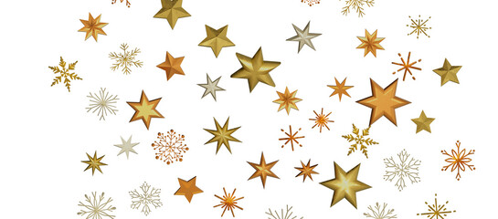 Abstract Gold Star Falling Soft Focus Background, 3D rendering.