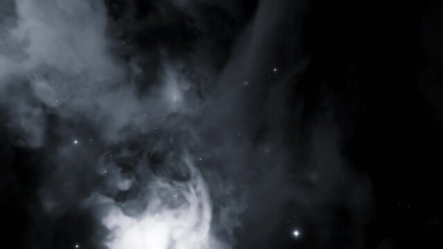  Black background with thick smoke. Design. Bright shiny colored smoke in animation spreading throughout the dark footage.