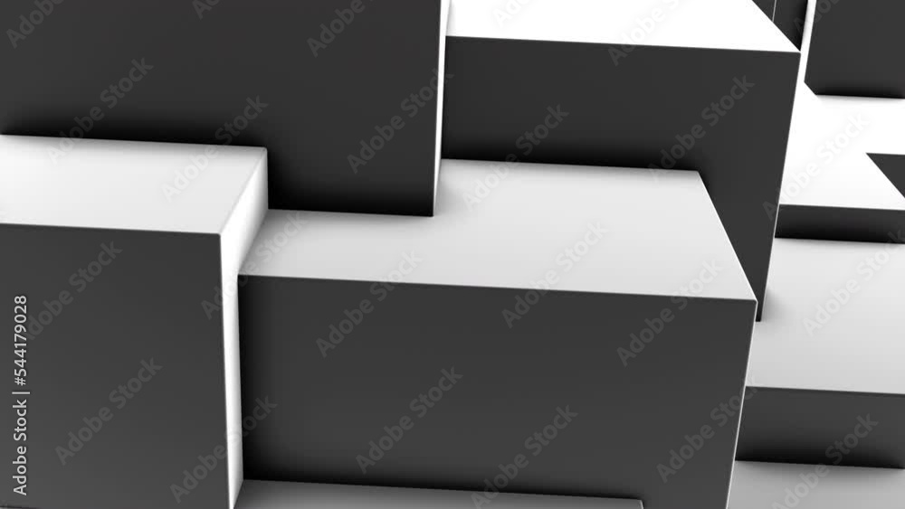 Poster green and gray background. design. spreading squares on the floor creating patterns from lines in 3d