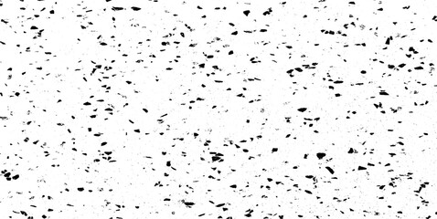 Monochrome texture composed of irregular graphic elements. Distressed uneven grunge background. Abstract vector illustration. Overlay for interesting effect and depth. Isolated on white background.