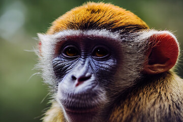 face of a monkey against the background of nature