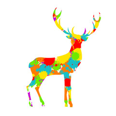 Deer from blots. Christmas beautiful bright deer. Vector illustration