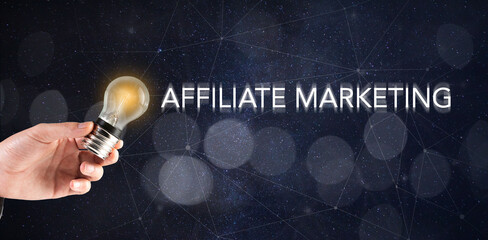 Affiliate Marketing and light bulb in hand