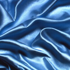 Blue rippled silk fabric material texture closeup