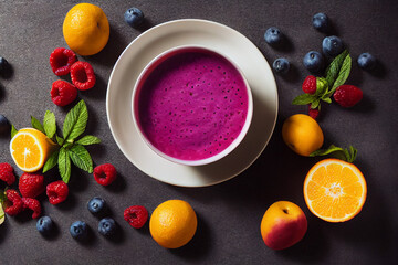 fresh healthy colorful fruit smoothie