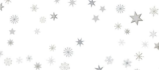 golden openwork shiny snowflakes, star, 3D rendering.