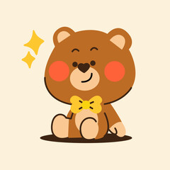 daily life of gentle teddy bear 5 character doodle vector art asset