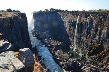 Victoria falls at dry season, Zimbabwe
