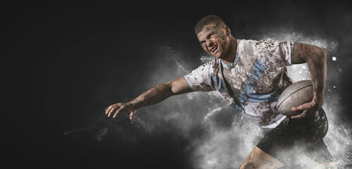 Man rugby player. Sports banner