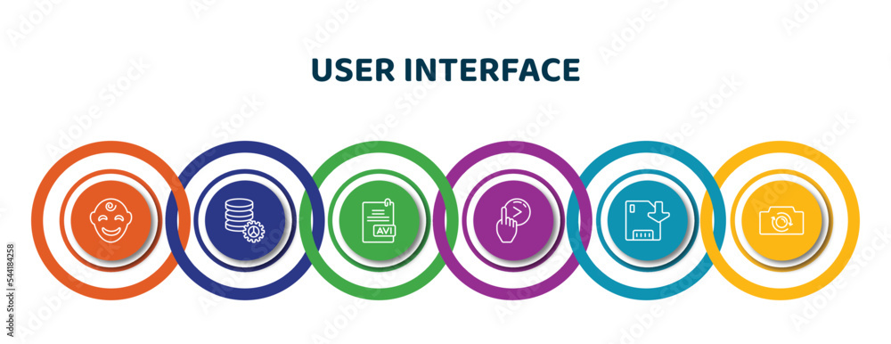 Aufkleber editable thin line icons with infographic template. infographic for user interface concept. included