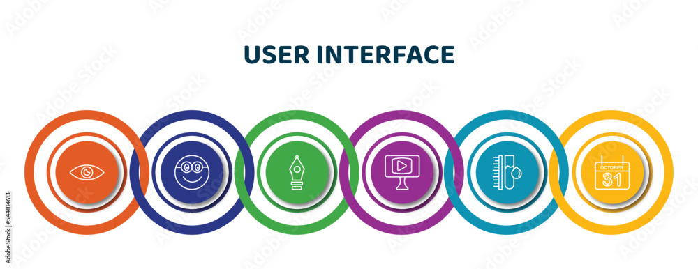 Aufkleber editable thin line icons with infographic template. infographic for user interface concept. included