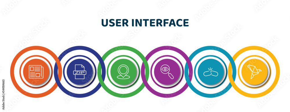 Aufkleber editable thin line icons with infographic template. infographic for user interface concept. included