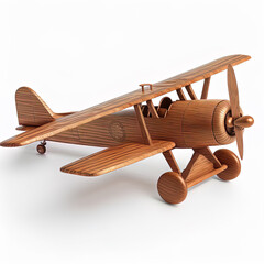 wooden toy airplane isolated on white
