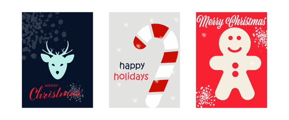 Fototapeta na wymiar Merry Christmas modern card set elements greeting