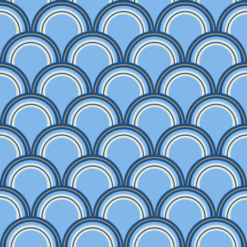 Semicircle fish scale allover seamless pattern. Repeated scallops pattern for fashion, textile, wallpaper and home decor