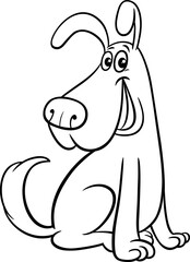 cartoon happy dog comic character coloring page