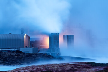 Fototapeta na wymiar Geothermal Power Plant, Reykjanes Peninsula, Iceland