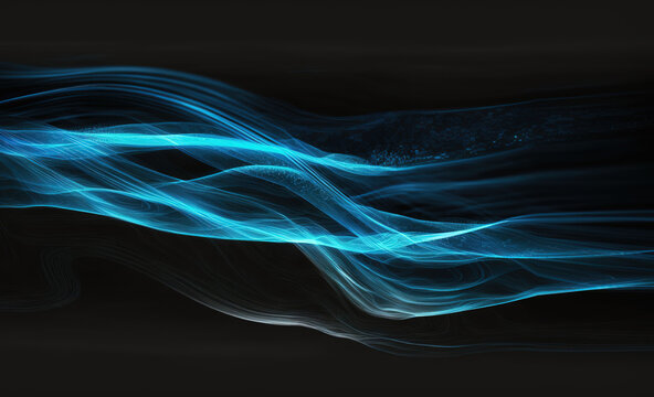 Cold blue air currents on a dark background 3d illustration