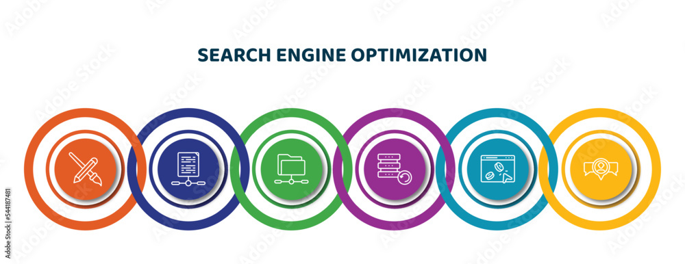 Poster editable thin line icons with infographic template. infographic for search engine optimization conce
