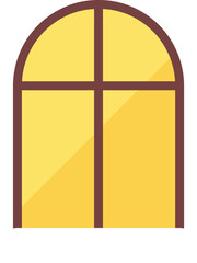 Wide arch window flat illustration