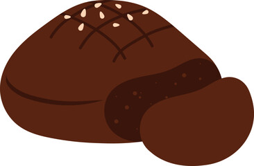 Sliced rye bread icon. Flat vector illustration