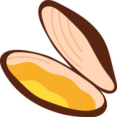 Open oyster icon. Flat vector illustration.