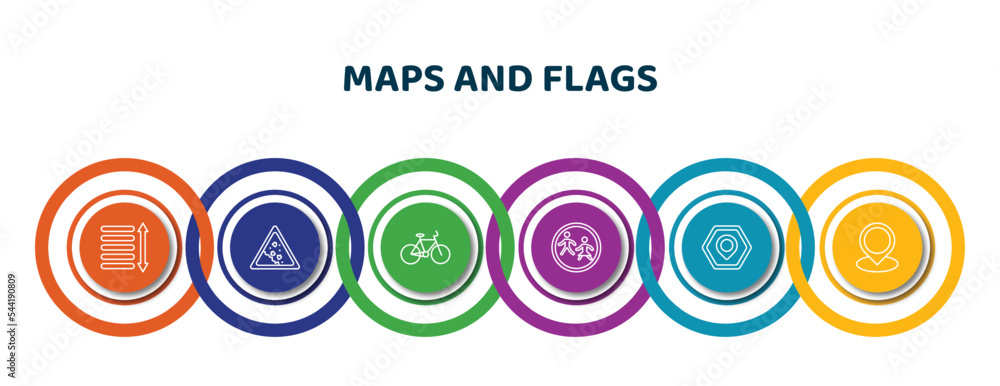 Poster editable thin line icons with infographic template. infographic for maps and flags concept. included