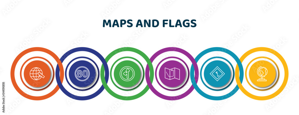 Poster editable thin line icons with infographic template. infographic for maps and flags concept. included