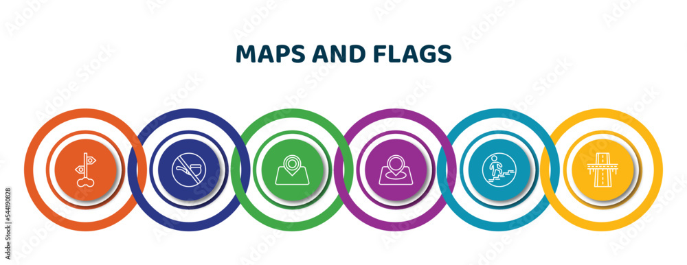 Poster editable thin line icons with infographic template. infographic for maps and flags concept. included