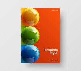 Multicolored annual report A4 vector design layout. Modern realistic balls poster template.