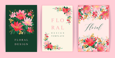 Set of vector floral design. Template for card, poster, flyer, cover, home decor and other.