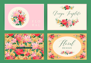 Fototapeta na wymiar Set of vector floral design. Template for card, poster, flyer, cover, home decor and other.