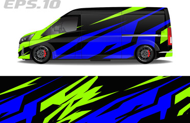 Camper van wrap design vector for vehicle vinyl stickers and automotive decal livery