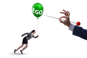 Businesswoman in excessive ego concept