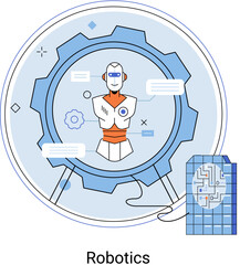 Robotics scientific and technical base for design, production and application of robots. Programmable controlled mechanical device capable of performing task and interacting with external environment