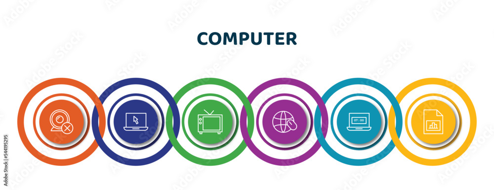 Poster editable thin line icons with infographic template. infographic for computer concept. included webca