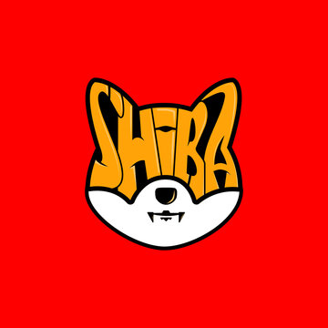 Shiba Head Text Logo Design