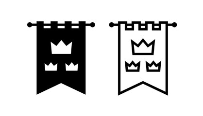 Icon medieval knight flag, banner. Team or country symbol. Isolated vector illustration on a white background.